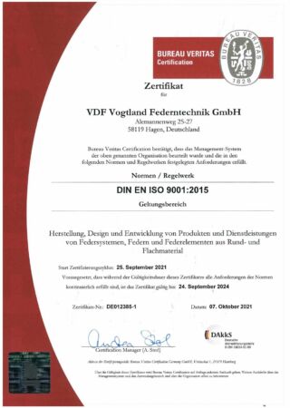 Zertifikat 14 VF DIN EN ISO 9001